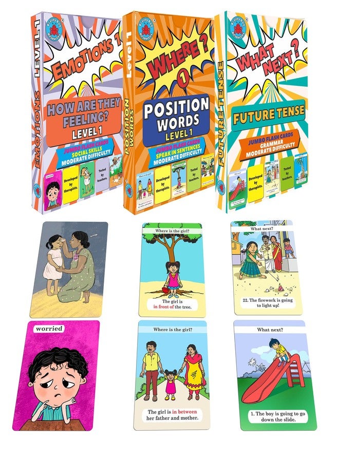 Brainy Bug Resources Social Skills, Grammar, Emotions, Prepositions, Future Tenses Level 1 | 90 Flashcards - Combo for Improving Social Skills and Sentence Structure - Image 1